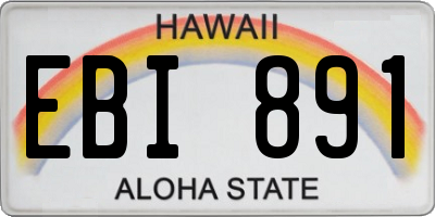 HI license plate EBI891