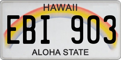 HI license plate EBI903
