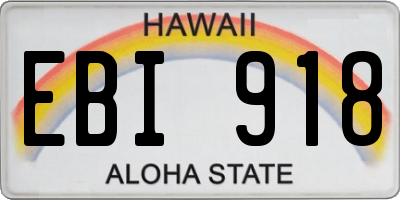 HI license plate EBI918