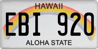 HI license plate EBI920