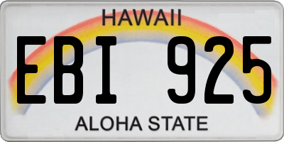 HI license plate EBI925
