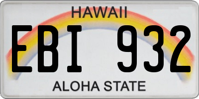 HI license plate EBI932