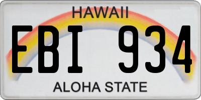 HI license plate EBI934