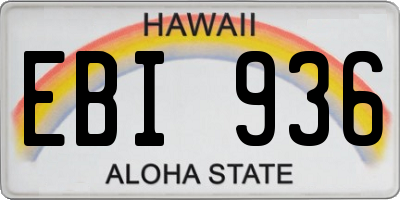 HI license plate EBI936