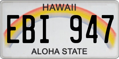 HI license plate EBI947