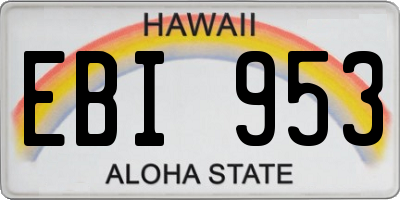 HI license plate EBI953