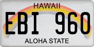 HI license plate EBI960