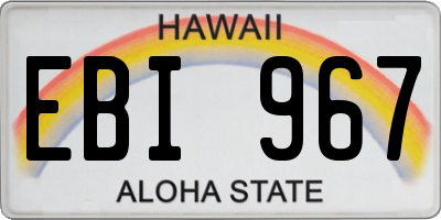 HI license plate EBI967
