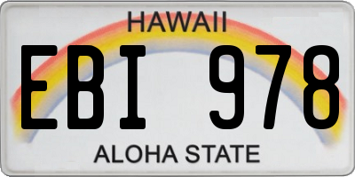 HI license plate EBI978