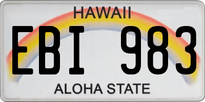 HI license plate EBI983