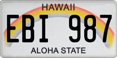 HI license plate EBI987