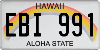 HI license plate EBI991