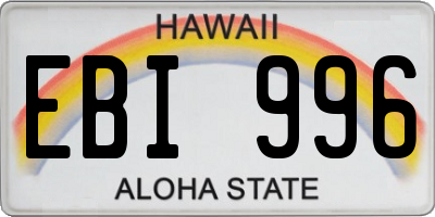 HI license plate EBI996