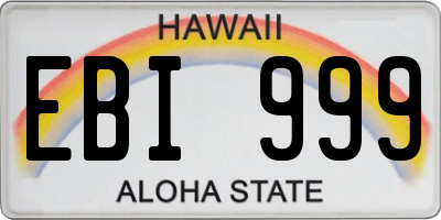 HI license plate EBI999