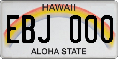 HI license plate EBJ000