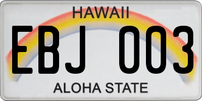 HI license plate EBJ003