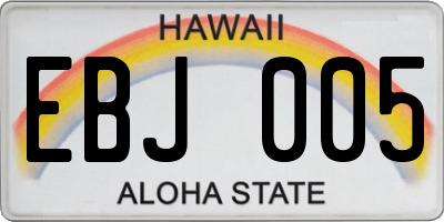 HI license plate EBJ005