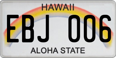 HI license plate EBJ006