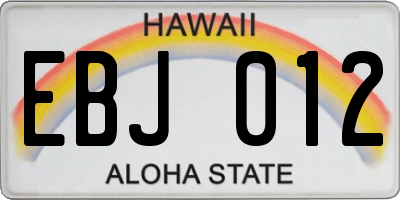 HI license plate EBJ012