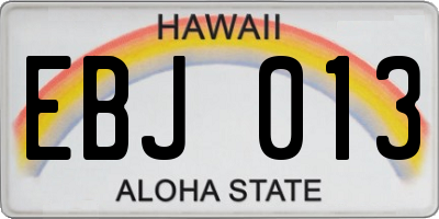 HI license plate EBJ013