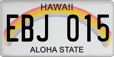 HI license plate EBJ015