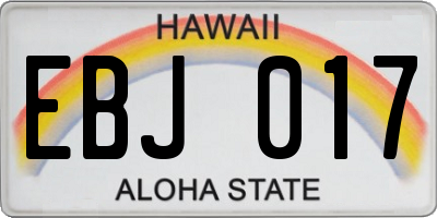 HI license plate EBJ017