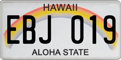HI license plate EBJ019