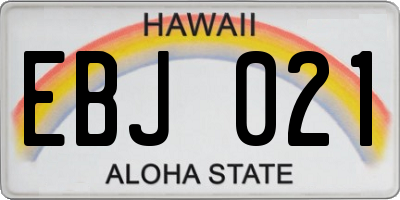 HI license plate EBJ021