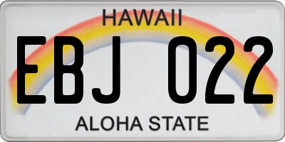 HI license plate EBJ022