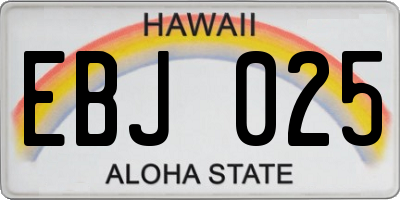 HI license plate EBJ025