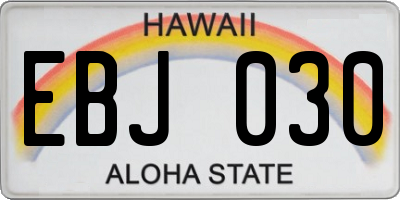 HI license plate EBJ030