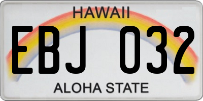 HI license plate EBJ032