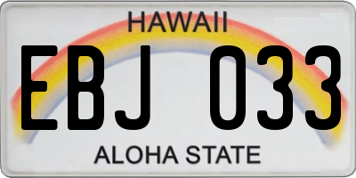 HI license plate EBJ033