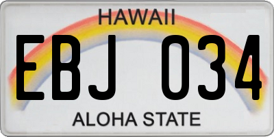 HI license plate EBJ034