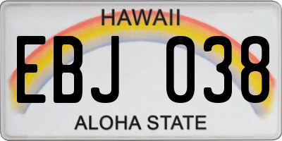 HI license plate EBJ038