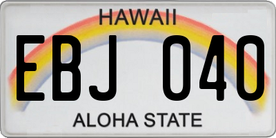 HI license plate EBJ040