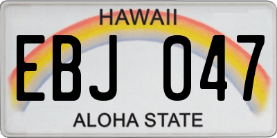 HI license plate EBJ047