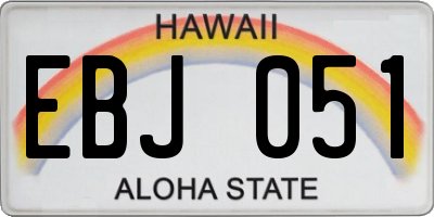 HI license plate EBJ051