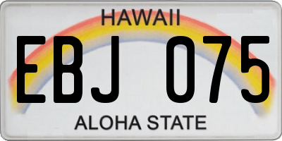 HI license plate EBJ075