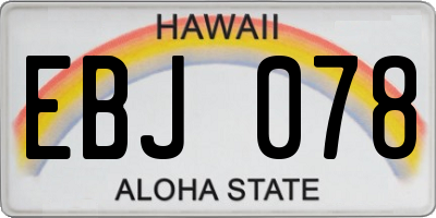 HI license plate EBJ078