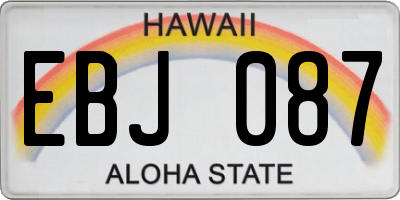 HI license plate EBJ087