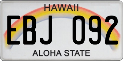 HI license plate EBJ092