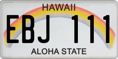 HI license plate EBJ111