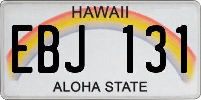 HI license plate EBJ131