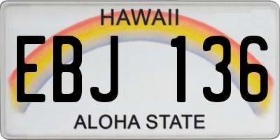 HI license plate EBJ136