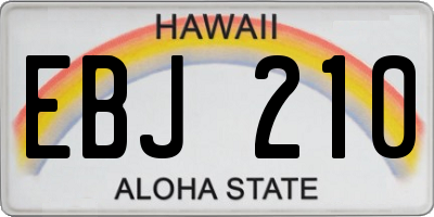 HI license plate EBJ210