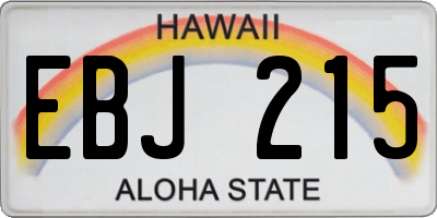HI license plate EBJ215