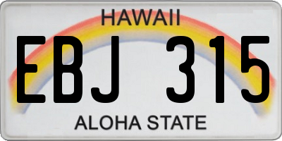 HI license plate EBJ315