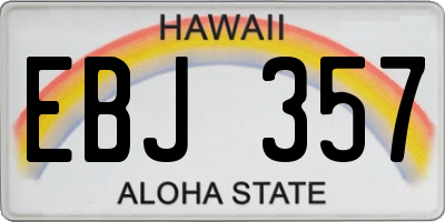 HI license plate EBJ357