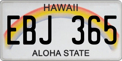 HI license plate EBJ365